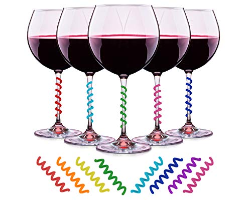 Wine Glass Charms Set of 8 Silicone Drink Markers for Cocktails, Martinis, Champagne Flutes and More by Simply Charmed
