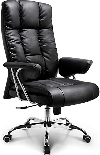 NEO CHAIR Office Chair Computer Desk Chair Gaming - Ergonomic High Back Cushion Lumbar Support with Wheels Comfortable Black Upholstered Leather Racing Seat Adjustable Swivel Rolling Home Executive
