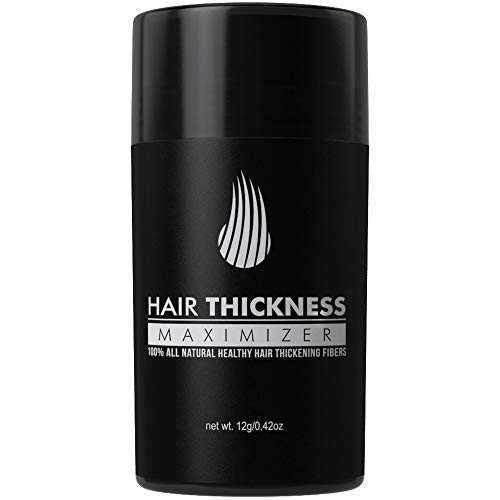 Hair Thickness Maximizer 2.0 - Safer Than Keratin Hair Building Fibers with 2nd Gen All Natural Plant Based Hair Loss Concealing Fillers for Instant Thickening of Thinning or Balding Hair (Black)