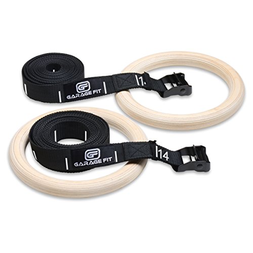 Wood Gymnastic Rings - Premium Heavy Duty Cross Training, Gymnastics Rings, Fitness Rings, Exercise Rings - Great for Your Home Gym - Muscle Ups, Ring Dips, Ring Rows (Black Numbered, 1.25 inch)