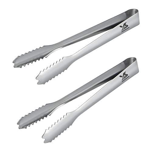BIGSUNNY Stainless Steel Ice Tongs, 7inch Serving Tongs, Set of 2
