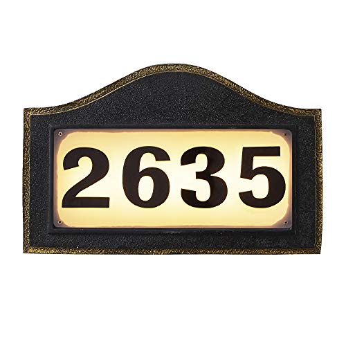 Melunar Solar Powered Address Numbers Signs, Lighted House Address Numbers Sign, Waterproof Resin Plaque Outdoor Lights for Houses, Garden, Street, Yard and Home