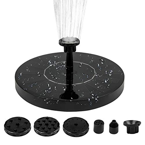 U'Artlines Solar Bird Bath Fountain Pump Upgraded 1.5W Free Standing Floating Solar Powered Water Pump with 6 Nozzles for Bird Bath Garden Pond Pool Outdoor