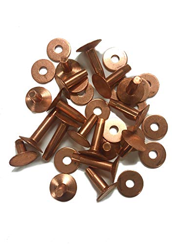 Copper Rivets & Burrs, 5/8' Size, No. 9, Quarter-Pound Box, Rust-Proof, Ideal for Belts, Halters, Bridles, Bags, Collars, Bracelets, Leather-Crafting, Tack Repairs and More - Approx. 34 Pieces Each
