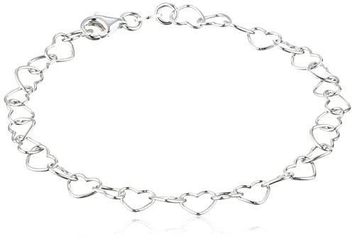 Sterling Silver 5.3mm Heart-Link Bracelet, 7.25'
