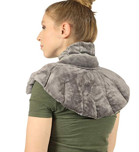 Mars Wellness Heated Microwaveable Neck and Shoulder Wrap - Herbal Hot/Cold Deep Penetrating Weighted Herbal Aromatherapy Shoulder and Neck Therapy Wrap - Made in The USA (Charcoal)