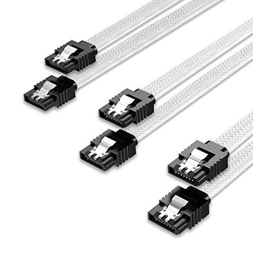 QIVYNSRY 3PACK SATA Cable III 3 Pack 6Gbps Straight HDD SDD Data Cable with Locking Latch 18 Inch for SATA HDD, SSD, CD Driver, CD Writer, White