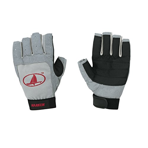 Harken Sport Classic 3/4 Finger Glove, Grey/Black/Red, Large