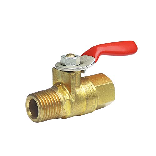 Nigo Industrial Co. Forged Brass Mini Ball Valve, 1/4' NPT Male x 1/4' NPT Female, 180 Degree Operation Handle, Rated to 600WOG
