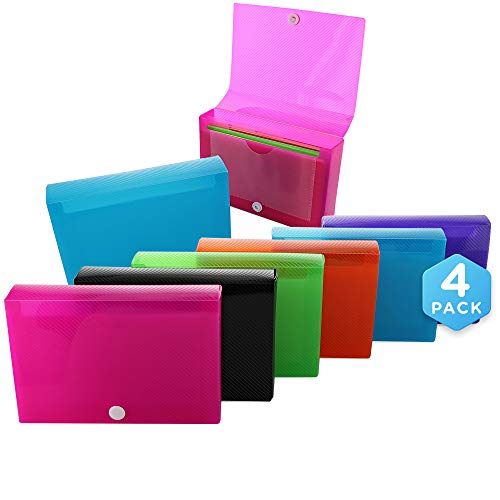 3' X 5' Index Card Case Holds 100 Cards Includes Business Card/Index Holder and 5 Tab Dividers with Sticker Tabs Comes in Assorted Color – (Pack of 4) By (Emraw)