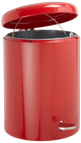 WITT 2240RD Step On Metal Biohazard Waste Container, 4gal Capacity, 11-1/2' Diameter x 16' Height, Red