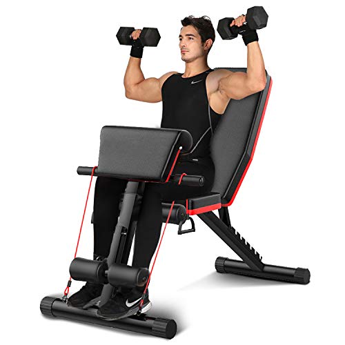 Adjustable Weight Bench Press, Foldable Workout Bench Sit Up Incline, Multi-Purpose Bench, Training Bench for Home Gym Foldable Flat/Incline/Decline FID Bench Press for Full Body Workout 