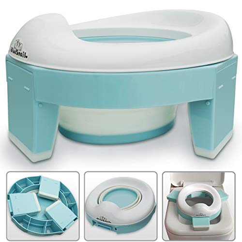 3-in-1 Go Potty for Travel, Portable Folding Compact Toilet Seat,Potty Training Toilet Chairs for Toddler Boys & Girls with storage Bag and Potty Liners by BlueSnail (blue)