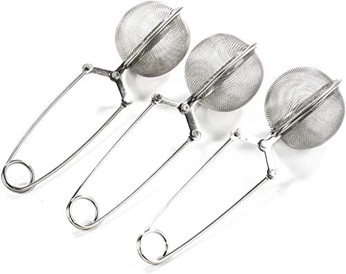 3 Pack Snap Ball Tea Strainer with Handle for Loose Leaf Tea and Mulling Spices Stainless Steel Strainer Perfect Pincer Tea Ball Infuser Tea Filter Tong by ARTIST