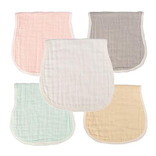 MUKIN Muslin Burp Cloths - Baby Burp Cloth Sets for Unisex. Perfect for Newborn Baby Burping Cloths/Burp Bibs. Newborn Burping Rags for Boys and Girls(Multicolored,5 Pack)