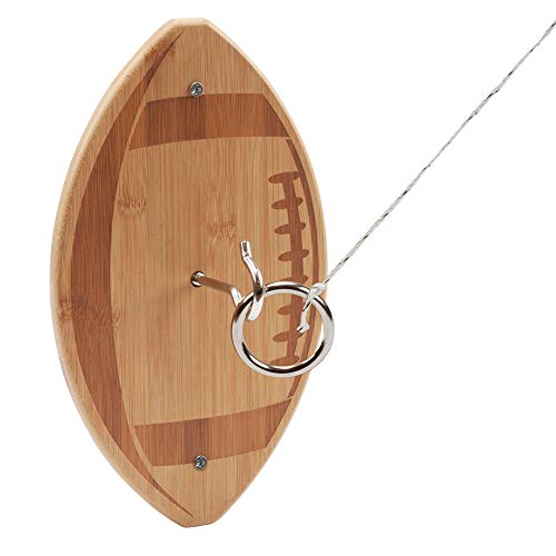 Football/Tiki Face Bamboo Hook and Ring Toss Tailgating Game Set for Indoor/Outdoor Family Fun Party Game (Football)