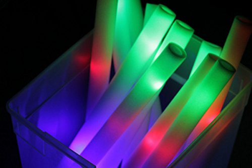 100 Pack - Multicolor LED Foam Sticks Glow Batons - 3 Modes - 18' - Great for Weddings & Parties