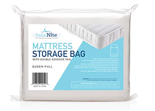 Extra Thick Mattress Storage Bag with Adhesive Seal for Moving and Storing – Clear 4 MIL Plastic - Protects Bedding and Furniture from Moisture, Dirt, Bugs and Pests - 76 x 96 Full & Queen