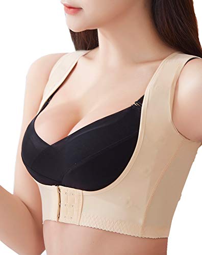 MISS MOLY Women's Posture Corrector Push up Breast Wireless Back Chest Support Bra Beige 3XL