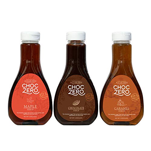 ChocZero Syrup Variety Pack. Sugar-free, Low Carb, No Preservatives. Thick and Rich. No Sugar Alcohol, Gluten-Free. 3 Bottles (Chocolate, Caramel, Maple)
