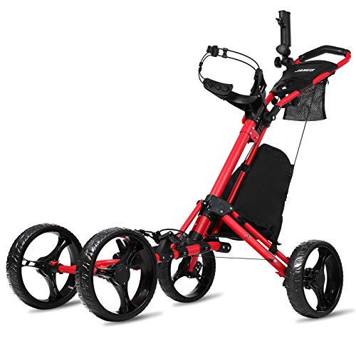 JANUS Golf Push Cart, Golf cart for Golf Clubs, Golf Pull cart for Golf Bag, Golf Push carts 4 Wheel Folding, Golf Accessories for Men Women/Kids Practice and Game