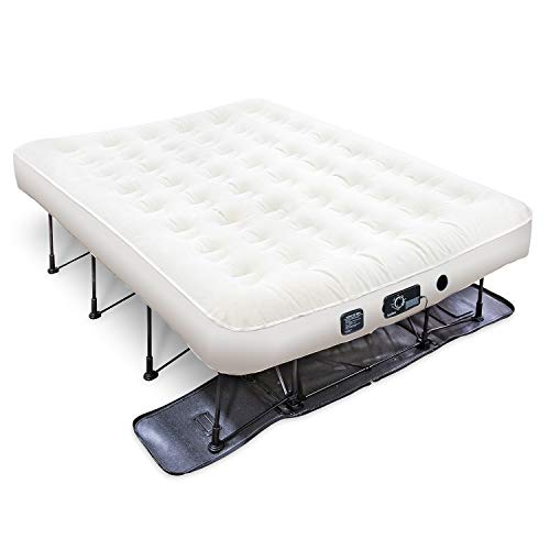 Ivation EZ-Bed (Queen) Air Mattress with Deflate Defender Technology Dual Auto Comfort Pump and Dual Layer Laminate Material - AirBed Frame & Rolling Case for Guest, Travel, Vacation, Camping