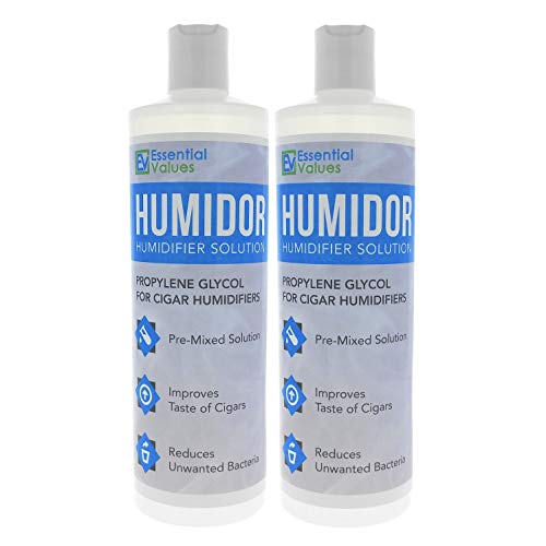 Cigar Humidor Solution (2 Pack / 16 oz Per Bottle), Best Propylene Glycol Formula for Cigar Humidifiers, Keep Stogies Fresher Than Ever in Cigar Humidor & Box by Essential Values
