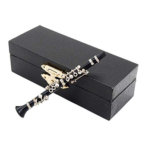 Odoria 1:12 Black Clarinet with Stand and Case Musical Instrument Miniaure Dollhouse Accessories