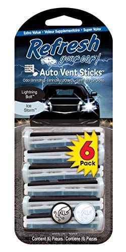 Refresh Your Car! E300906000 Vent Sticks, 6 Per Pack, Lightning Bolt/Ice Storm Scent