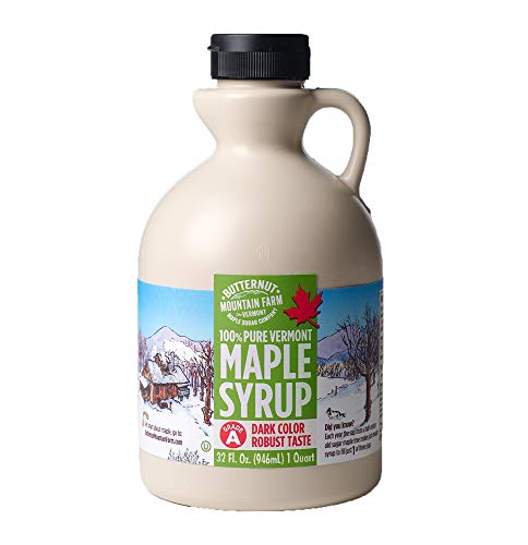 Butternut Mountain Farm Pure Vermont Maple Syrup, Grade A (Prev. Grade B), Dark Color, Robust Taste, All Natural, Easy Pour, 32 Fl Oz, 1 Qt