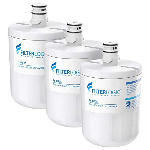 Filterlogic 5231JA2002A Refrigerator Water Filter, Replacement for LG LT500P, ADQ72910911, GEN11042FR-08, ADQ72910901, ADQ72910907, Kenmore 9890, 469890 (Pack of 3)