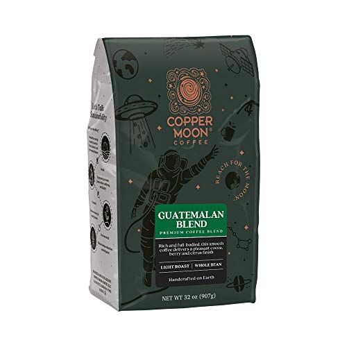 Copper Moon Guatemalan Antigua Blend, Whole Bean Coffee, 2 Pound Bag, Light Roast Coffee from Guatemala, Rich, Smooth, and Mild, with A Nutty Finish