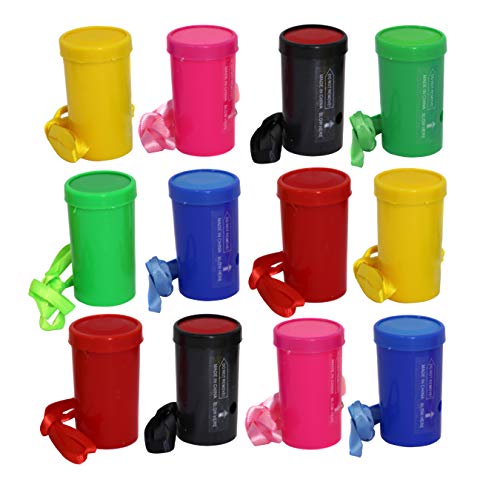 Air Blaster Horns In Assorted Colors Fun Stadium Noisemakers - 3 Inch Mini Air Horn Whistles (Pack of 12)