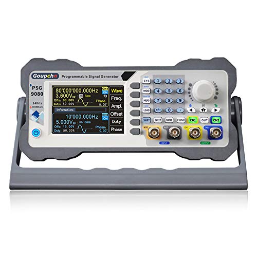 Goupchn Programmable DDS Signal Generator 80MHz Dual Channel Arbitrary Waveform Function Generator Frequency Meter 300MSa/s Counter High Precision 3.5inch Screen