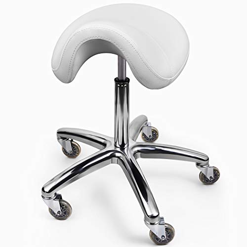 Professional Salon Spa Saddle Chair and Tools Chair. The Saddle Chair Has Wheels, Luxurious Cushion and a Solid Metal Skeleton.