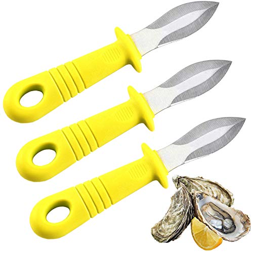 TinaWood 3 Pack Oyster Knife Seafood Tools Oyster Shucking Knives Shucker with Non-Slip Easy To Grip Handle