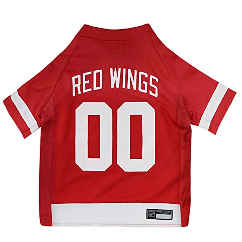 NHL Detroit Red Wings Jersey for Dogs & Cats, X-Large. - Let Your Pet Be A Real NHL Fan!
