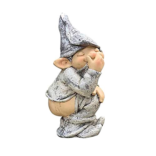 MOKINGTOP Garden Statue Resin Naughty Garden Gnome Decoration 5 Inch White Old Man Outdoor Indoor Decor, Funny Gifts