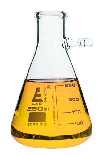 Filtering Flask, 250ml - Borosilicate Glass - Conical Shape, with Integral Side Arm - White Graduations - Eisco Labs