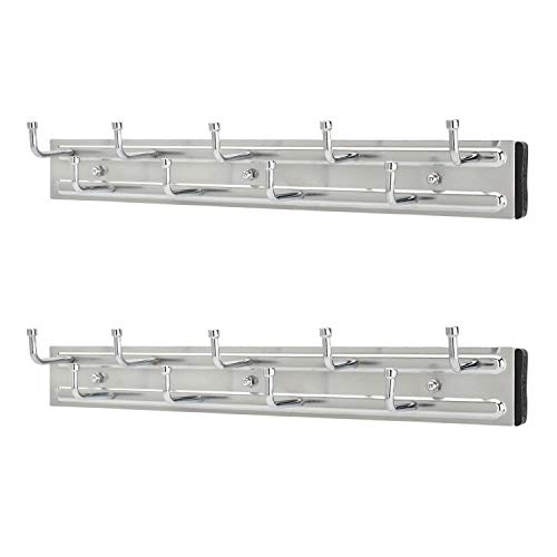 Rev-A-Shelf BRC-14CR 14 Inch Wall Mounted Pullout Belt Rack, Chrome (2 Pack)