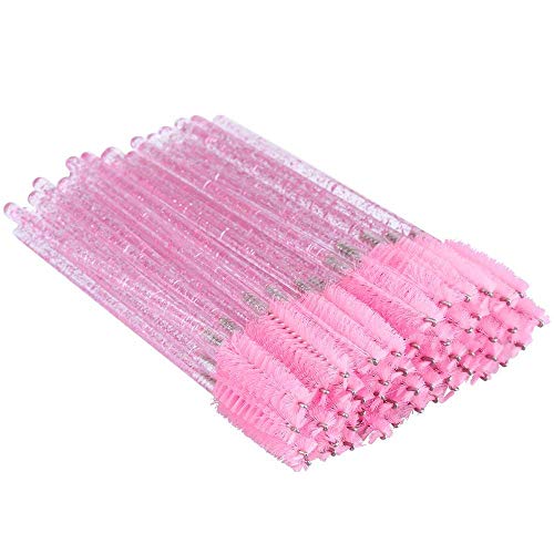 100PCS Crystal Eyelash Mascara Brushes Wands Applicator Makeup Kits (Pink)