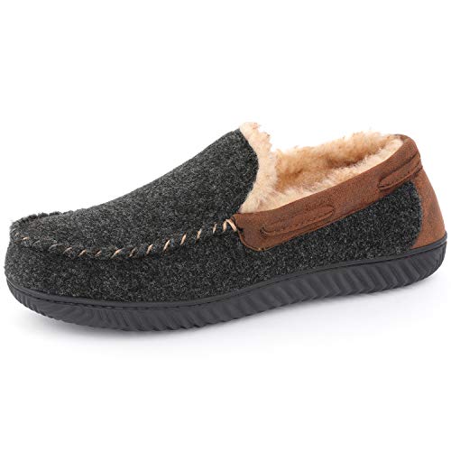 RockDove Men's Hearthfire Memory Foam Moc Slipper, Size 10 US Men, Black