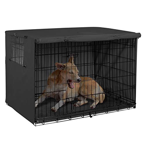 Explore Land 36 inches Dog Crate Cover - Durable Polyester Pet Kennel Cover Universal Fit for Wire Dog Crate (Black)