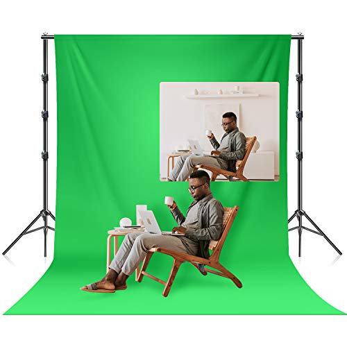 LS LIMO STUDIO LIMOSTUDIO 6 x 9 ft. Soft Green Screen Chromakey Background Backdrop Photo & Video 10 ft. Width Backdrop Stand Background Support System Equipment, AGG3113