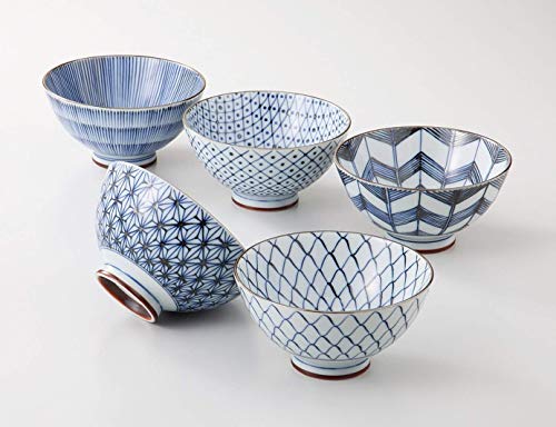 Saikai Pottery Traiditional Japanese Rice Bowls (5 bowls set) 19541