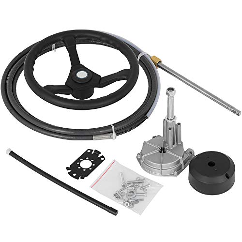 Bestauto Outboard Steering System 14' Outboard Steering Kit 14 Feet Boat Steering Cable with 13' Wheel Durable Marine