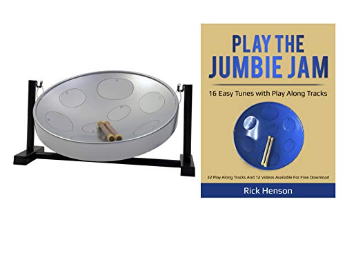 Panyard Jumbie Jam Steel Ready to Play Kit-Silver G-Major with Table Top Stand - Bundled with Book and tutorial Videos