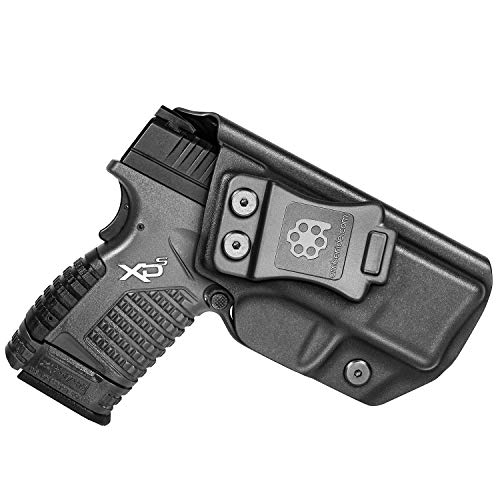 Amberide IWB KYDEX Holster Fit: Springfield XD-S 3.3' 9mm/.40S&W/.45ACP | Inside Waistband | Adjustable Cant | US KYDEX Made (Black, Right Hand Draw (IWB))