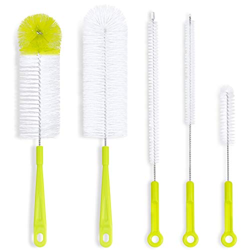 Bottle Cleaning Brush Set - Long Handle Bottle Cleaner for Washing Narrow Neck Beer Bottles, Thermos S’Well Hydro Flask Contigo Sports Water Bottles with Straw Brush, Kettle Spout/Lid Cleaner Brushes