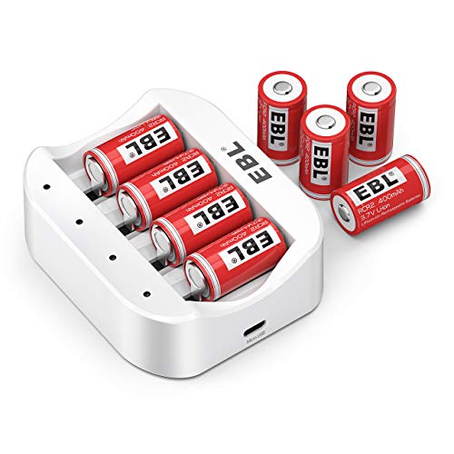 EBL CR2 Rechargeable Batteries, 3.7V Lithium Photo Batteries 8 Pack with Rechargeable Battery Charger